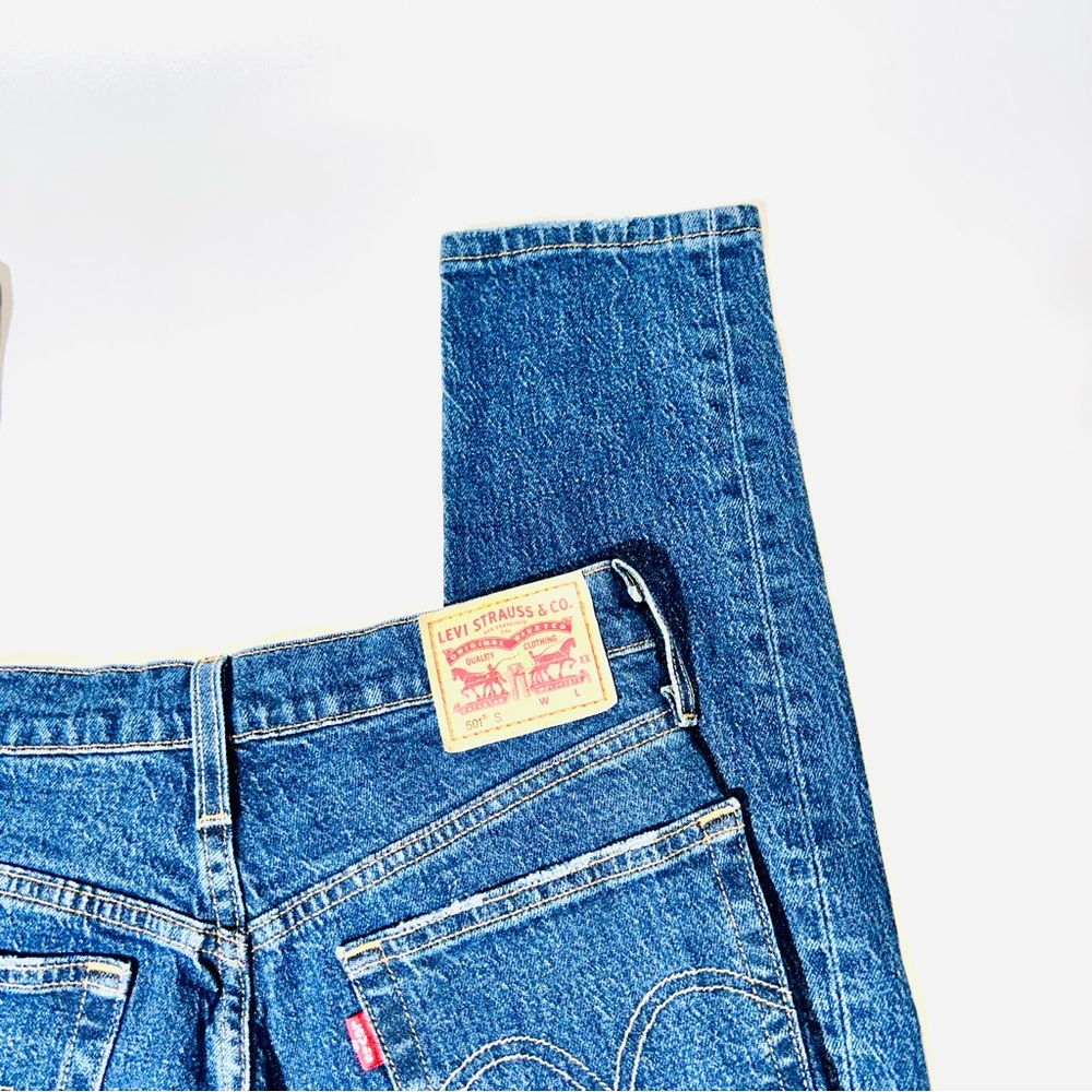 Levi’s jeans 501 Buttonfly skinny jeans high rise distressed women size 26 - Picture 10 of 10